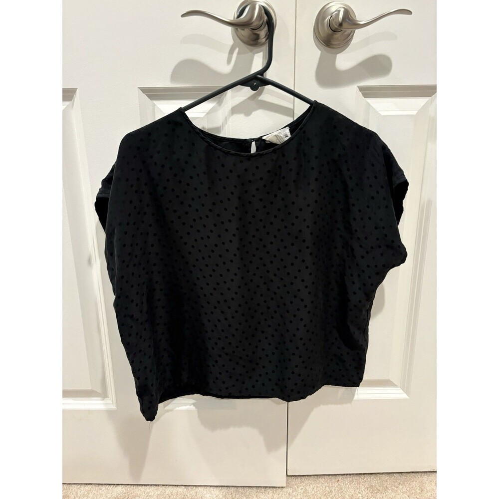 Vintage Neiman Marcus 100% Silk Black Polka Dot Top Women’s Size 12
